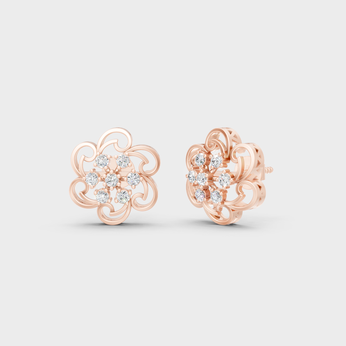Modern 18K Rose Gold Stud Earrings With 0.50 Ct TW Round Lab-Grown Diamonds